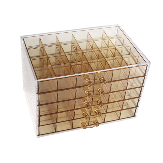 Nail Art Rhinestone Glitter Jewelry Case Desktop Removable Multipurpose 5 Layers clear brown