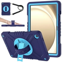 Dteck Case for Samsung Galaxy Tab A9 Plus Case 11 inch 2023 (SM-X210/X216/X218), Heavy Duty Sturdy Shockproof Case with 360° Rotating Stand Handle Shoulder Strap,Navy Blue
