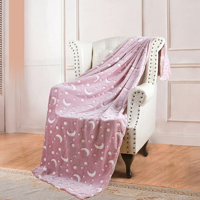 Fiudx Manta Que Brilla En La Oscuridad, Suave y Acogedora Manta de Poliéster, Diseño de Estrellas Brillantes, Ideal para Todas Las Estaciones, Ideal para Viajes, Camping, Cama o Sofá, Regalo de Cumpl