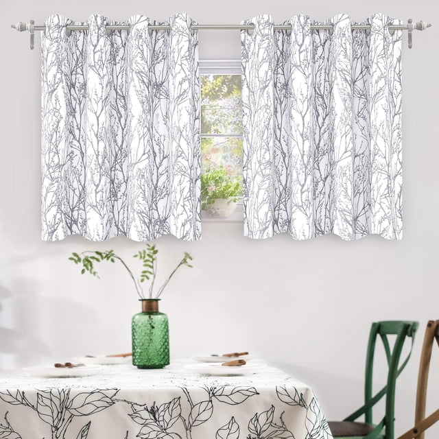 Cortinas DriftAway Rama de Árbol Doble Capa 91 cm Gris Blanco