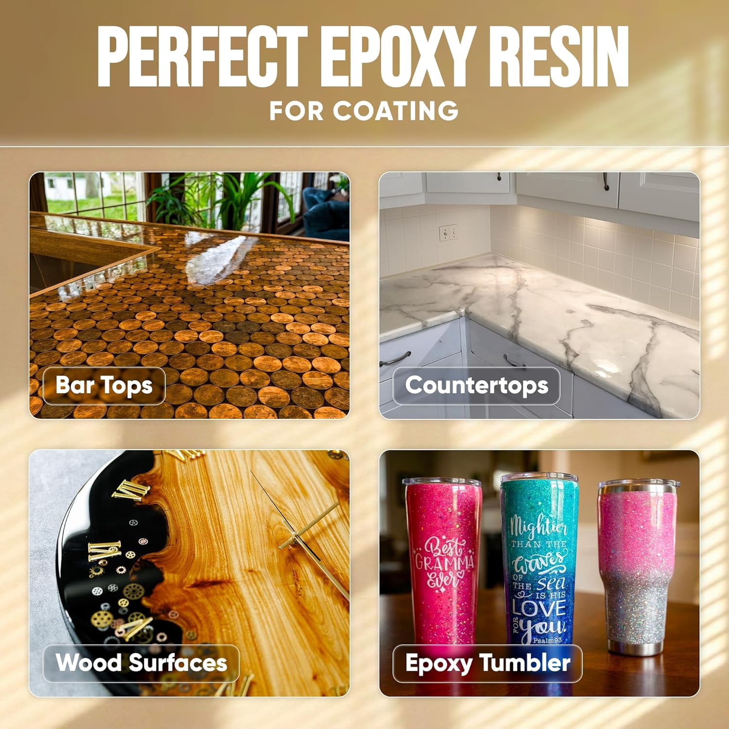 CRAFT RESIN 1 Gallon Table Top Epoxy Resin Kit – 1:1 Mix, Crystal Clear & High Gloss, UV Resistant, Self-Leveling, Resin Epoxy 2 Part for Countertops, DIY Casting, Wood & Art Coating