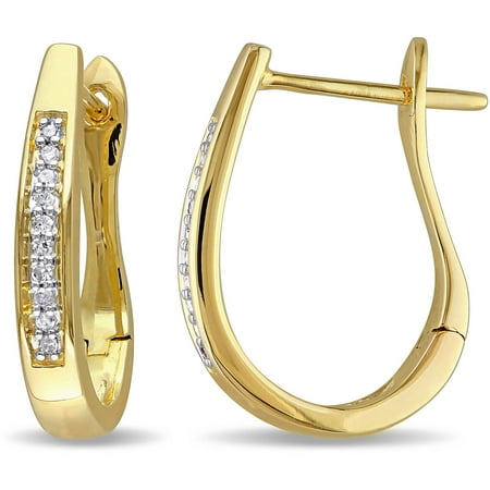 Miabella 1/10 Carat T.W. Diamond 10kt Yellow Gold Clip-Back Hoop Earrings