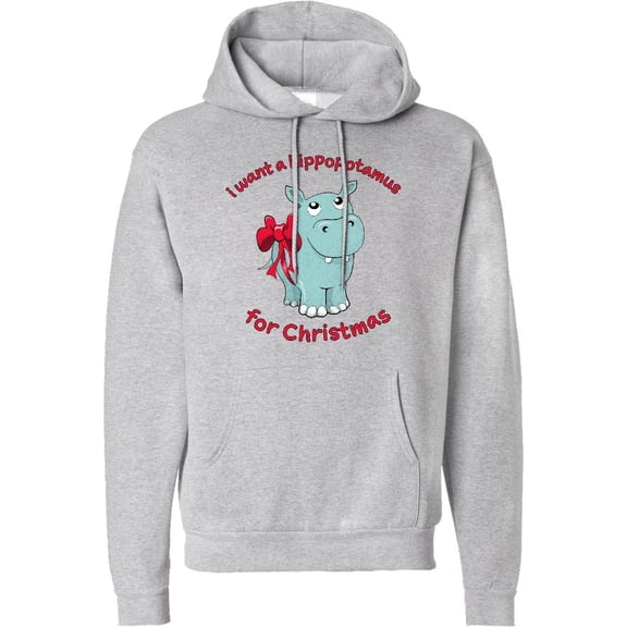Inktastic I Want a Hippopotamus for Christmas Adult Hoodie Sweatshirt