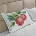 thumbnail image 2 of Fruits Knitted Quilt Pillowcover, Watercolor Art Style Branch with Green Leaves and Ripe Organic, Standard King Size Pillow Cover for Bedroom, 36" x 20", Dark Coral Green White, by Ambesonne, 2 of 2
