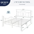 thumbnail image 7 of Allewie Queen Size Vintage Metal Bed Frame with Butterfly Pattern Design Headboard & Footboard, White, 7 of 7