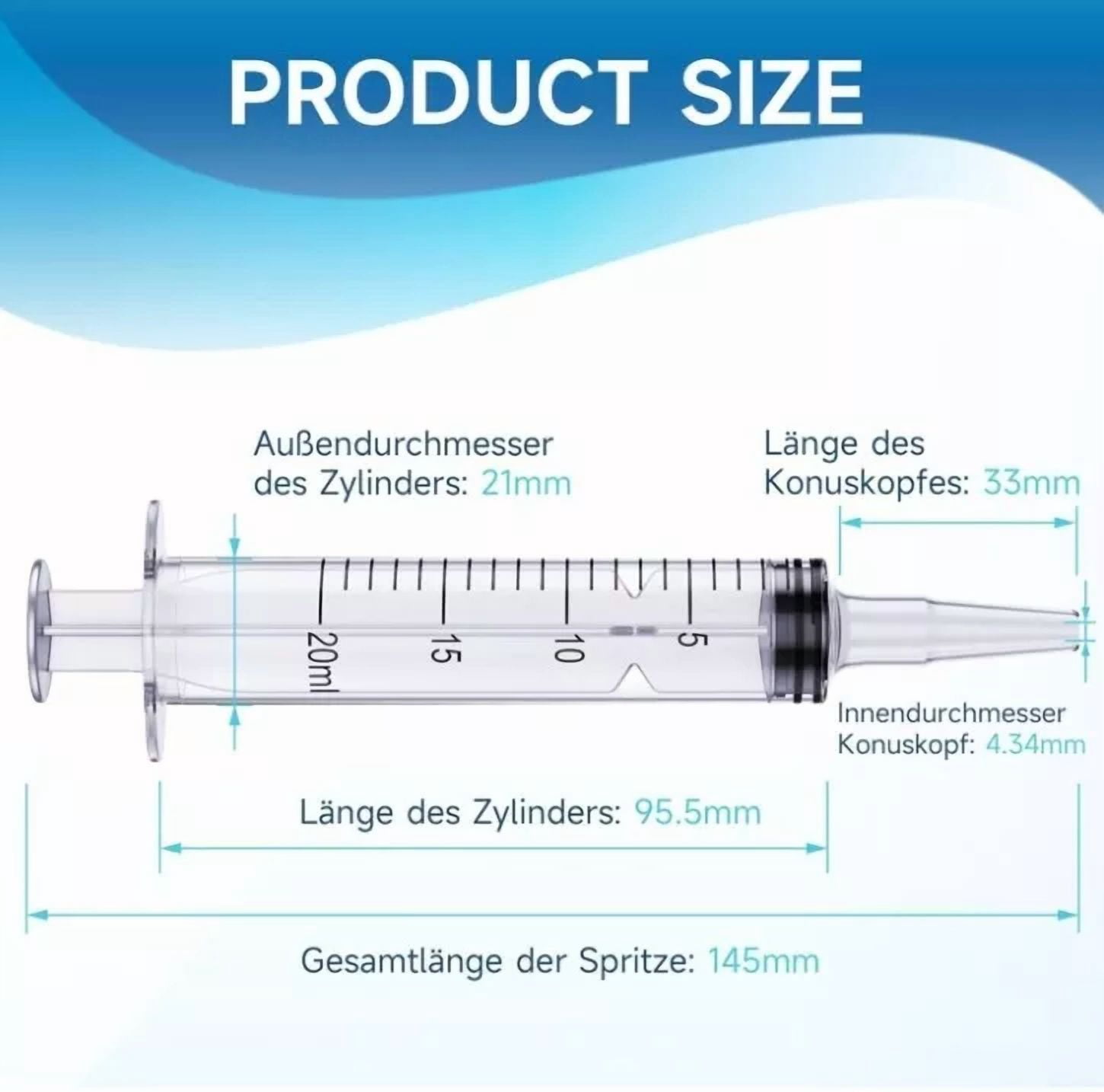 CIRCLE- Plastic Syringes Without Needles 20Ml Syringe 15 Pack Applicator Oil With Cap