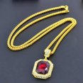 thumbnail image 5 of GKNET Inlaid Diamond Square Ruby Necklace Hip Hop Pendant Vintage Delicate Jewelry Accessor WY4-A1, 5 of 9