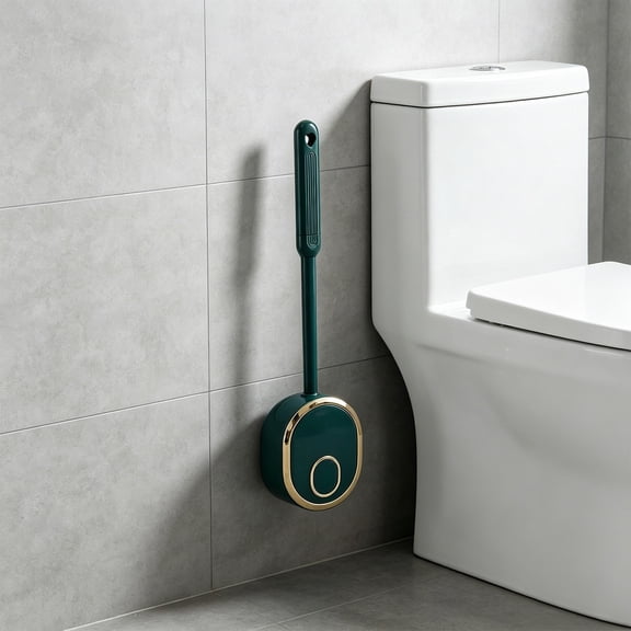Wall Mounted Toilet Brush, Silicone Toilet Bowl Brush with Holder and Base for Bathroom Cleaning