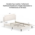 thumbnail image 2 of Queen Size Cream Color Bed Frame Upholstered Low Profile Traditional Platform with Tufted and Nail Headboard, 2 of 9