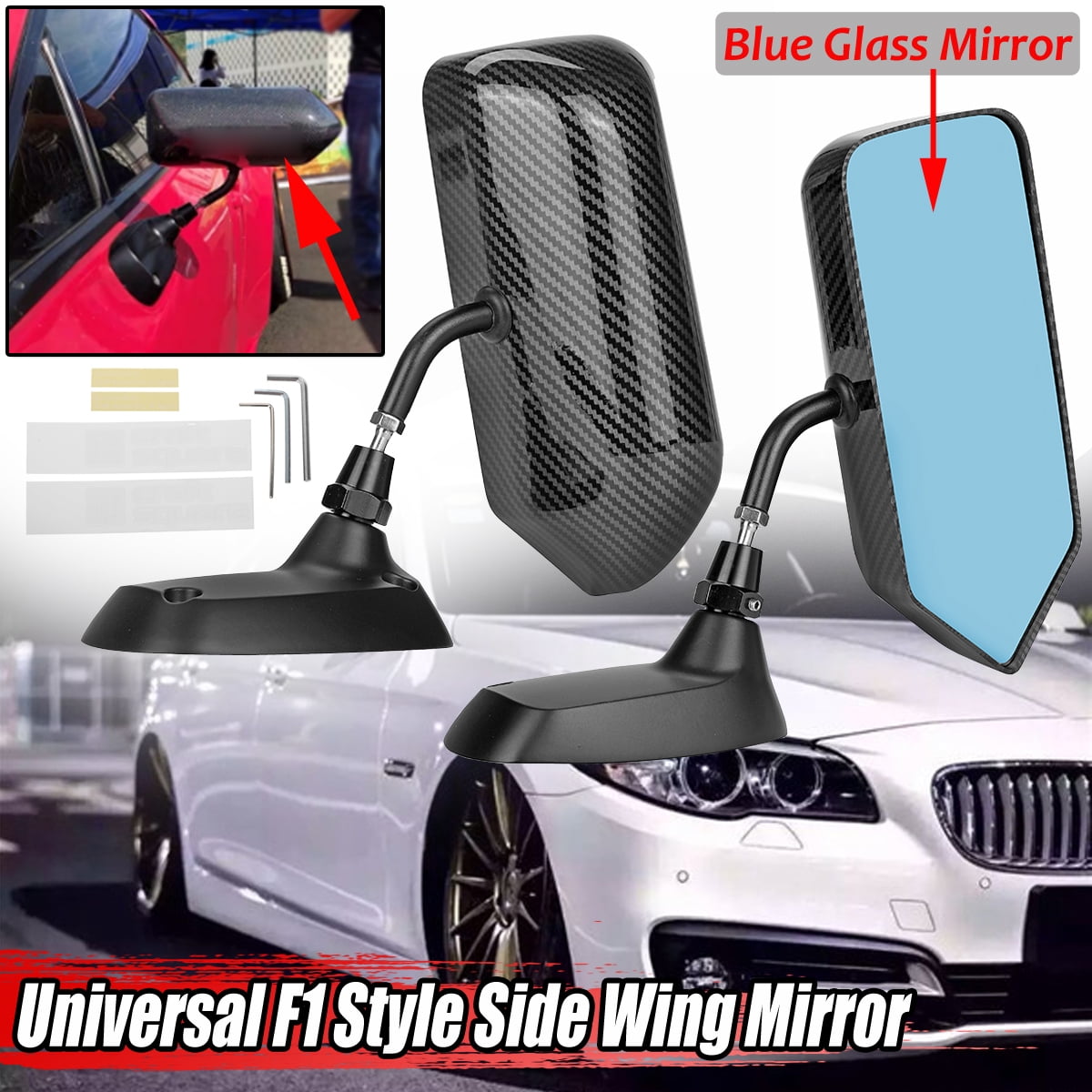 Qiilu Car Door Side Wing Heated Mirror Glass Wide Angle for W220 W215 2208100121 Left Side