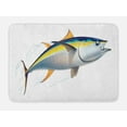 thumbnail image 1 of Fish Bath Mat, Yellowfin Tuna Realistically Illustrated Shadows and Water Details on Fins, Plush Bathroom Decor Mat with Non Slip Backing, 29.5" X 17.5", Earth Yellow Blue, by Ambesonne, 1 of 2