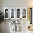 thumbnail image 4 of Youmumeub Wall-Mounted White Arched Glass Cabinet — 24 in Space-Saving Floating Storage for Kitchen Bathroom Hallway, Fixed Interior Shelves, 15mm Particle Board with Melamine Finish, 4 of 17
