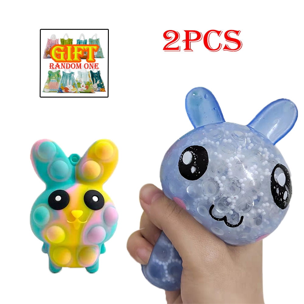 Fidget Ball Pop Squeeze Ball Push Pop Bubble Squishy Ball Fidget Toy Stress Relief Sensory Toys Bath Toys for Toddlers Game Balls Easter Gifts for Kids Adults 2 Pack Pop Stress Balls Fidget Toys 