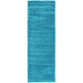 thumbnail image 1 of Unique Loom Collection Solo Solide, Peluche, Enfants, Tapis Moderne, 2' 2 x 6' 7 Coureur, Turquoise, 1 of 2