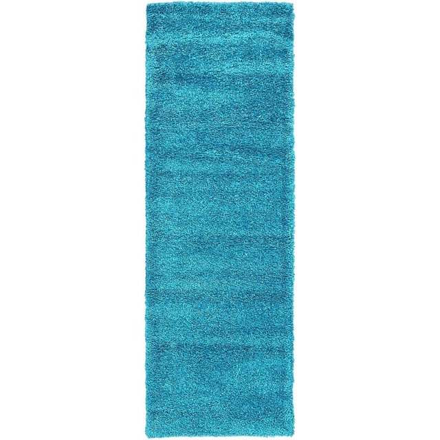 Unique Loom Collection Solo Solide, Peluche, Enfants, Tapis Moderne, 2' 2 x 6' 7 Coureur, Turquoise
