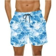 thumbnail image 2 of Men's Shorts Athletic Mens Casual Shorts Men's Special Print Drawstring Waistband Beach Casual Pocket Trouser Shorts Pants Light Blue XXXXXL, 2 of 5