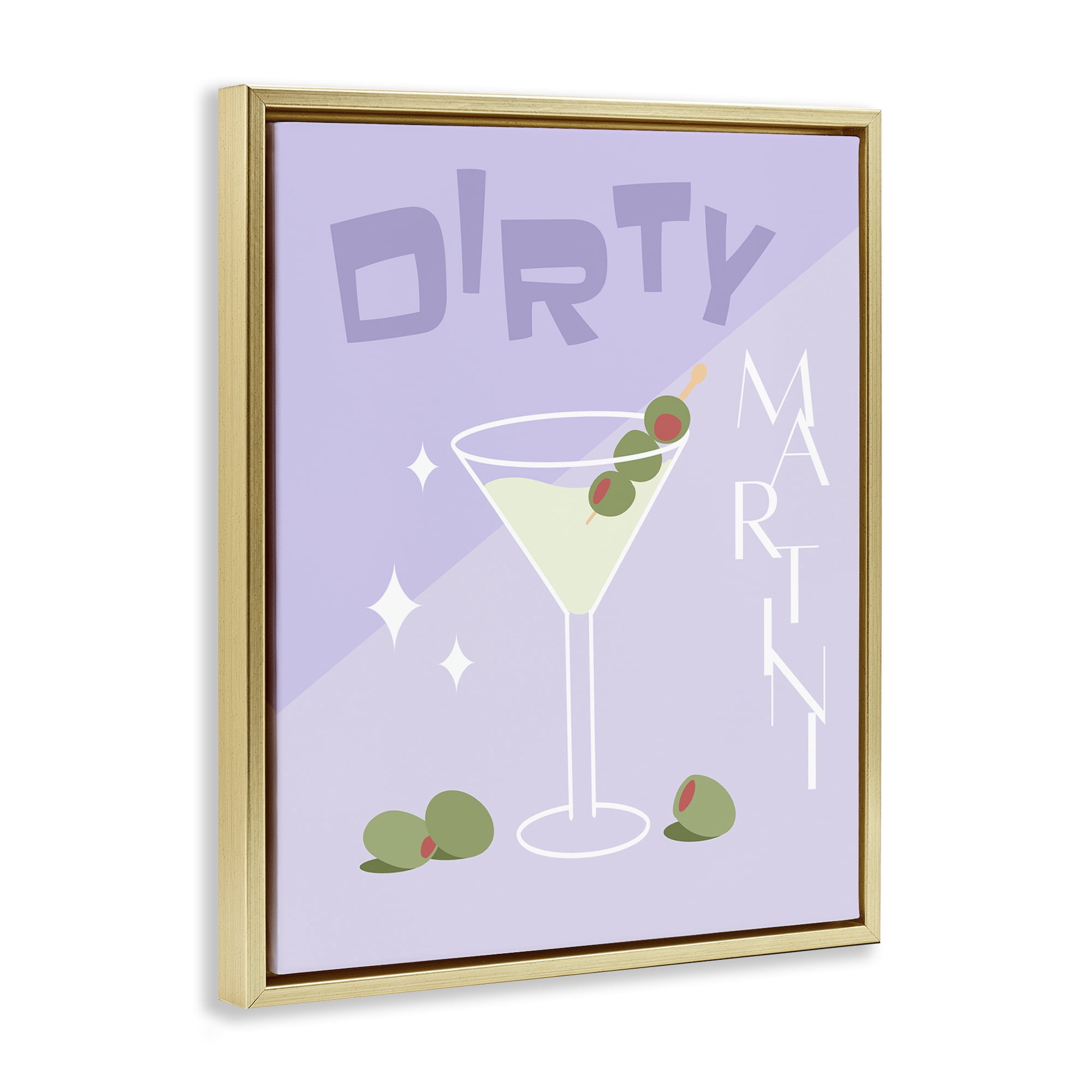 Stupell Industries Dirty Martini Typography Food & Beverage Painting Gold Floater Framed Canvas Art Print Wall Art, 17 x 21