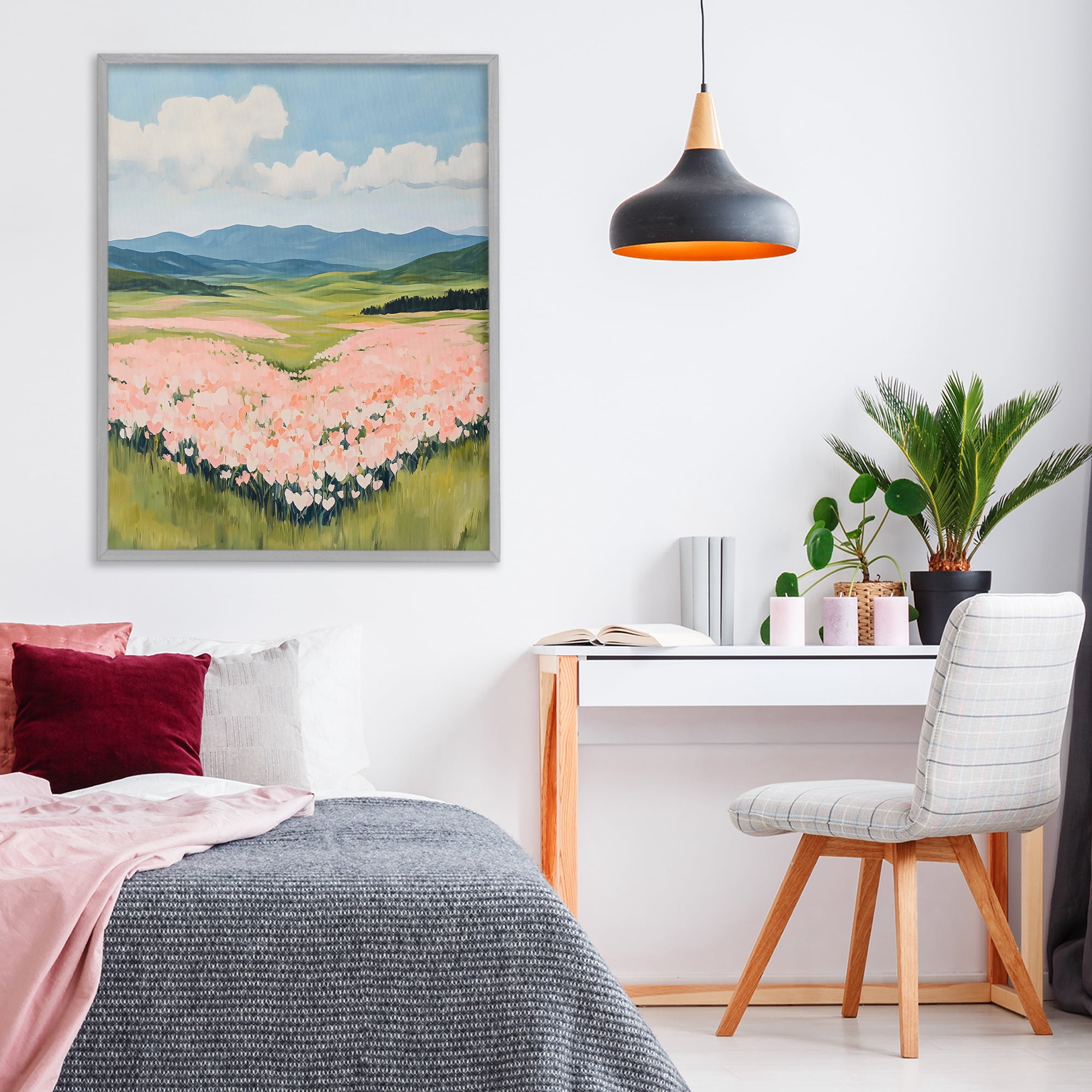 Stupell Industries Heart Shaped Flower Field Gray Framed Giclee Art, design by The Prints Vibe