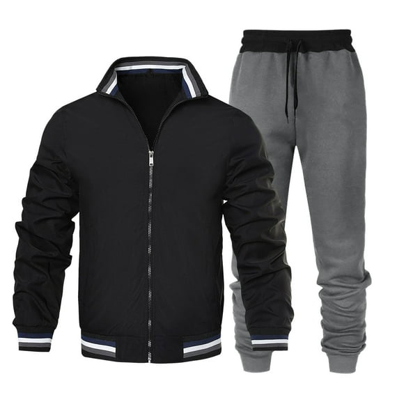 JHLZHS Sexy Cowboy Outfit for Men Men Color Blocked Baseball Jacket Dark Gray Sweatpants Casual Business Sports Trend Loose and Comfortable Two Piece Set 70 S Outfit for Men Xxxl