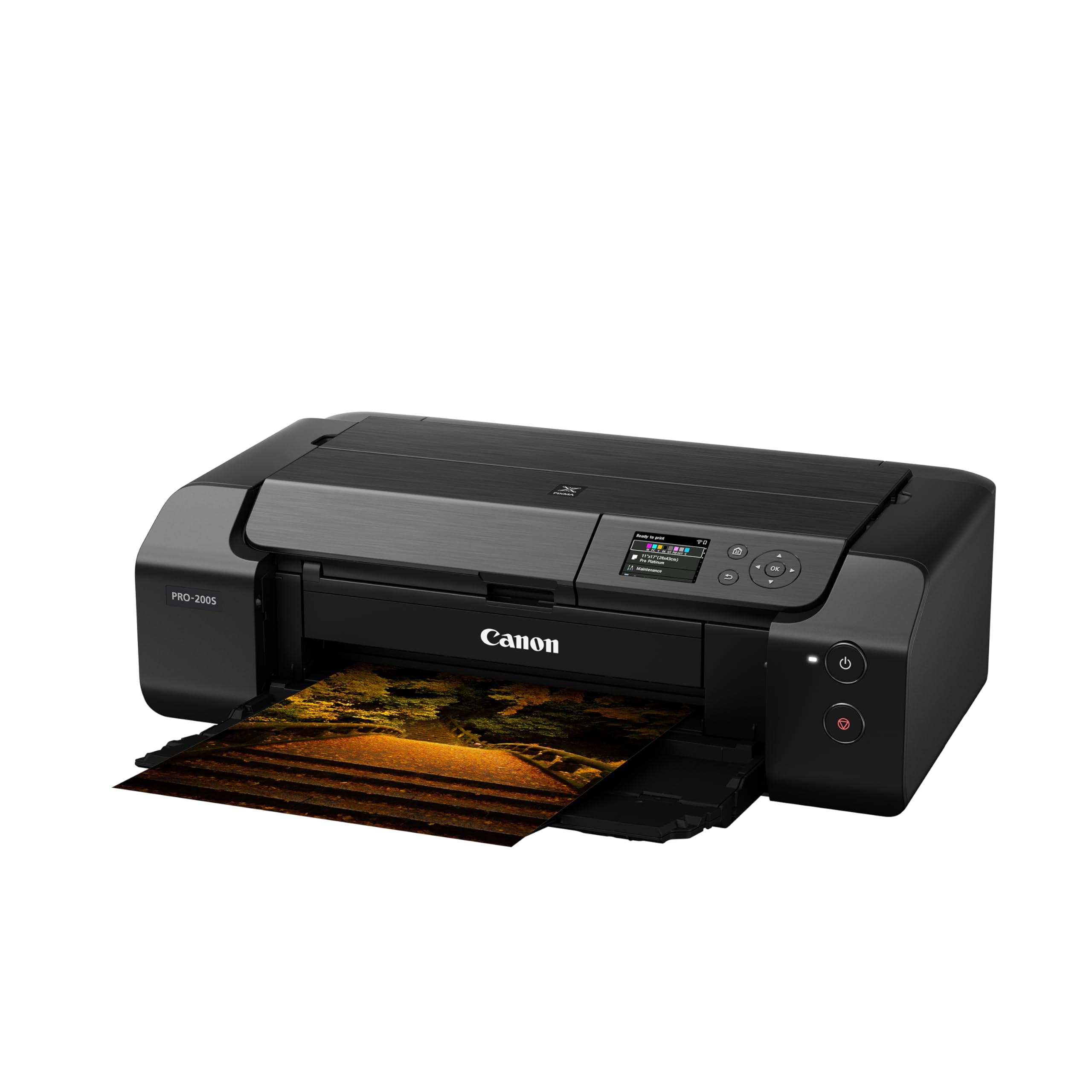 Canon PIXMA PRO-200S Professional 13" Wireless Inkjet Photo Printer with 3.0" Color LCD Monitor, 8-Color Dye-Based Ink, Black(Sold without manufacturer warranty)