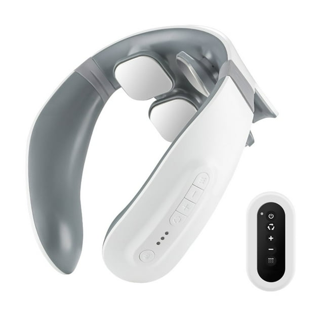 Portable Electric Neck Massager Cervical Massager for Neck Relaxation Pain Heating Therapy 6 Massage Modes 18 Levels Intensity 15min Timing Built-in Rechargeable Battery Voice Broadcast R