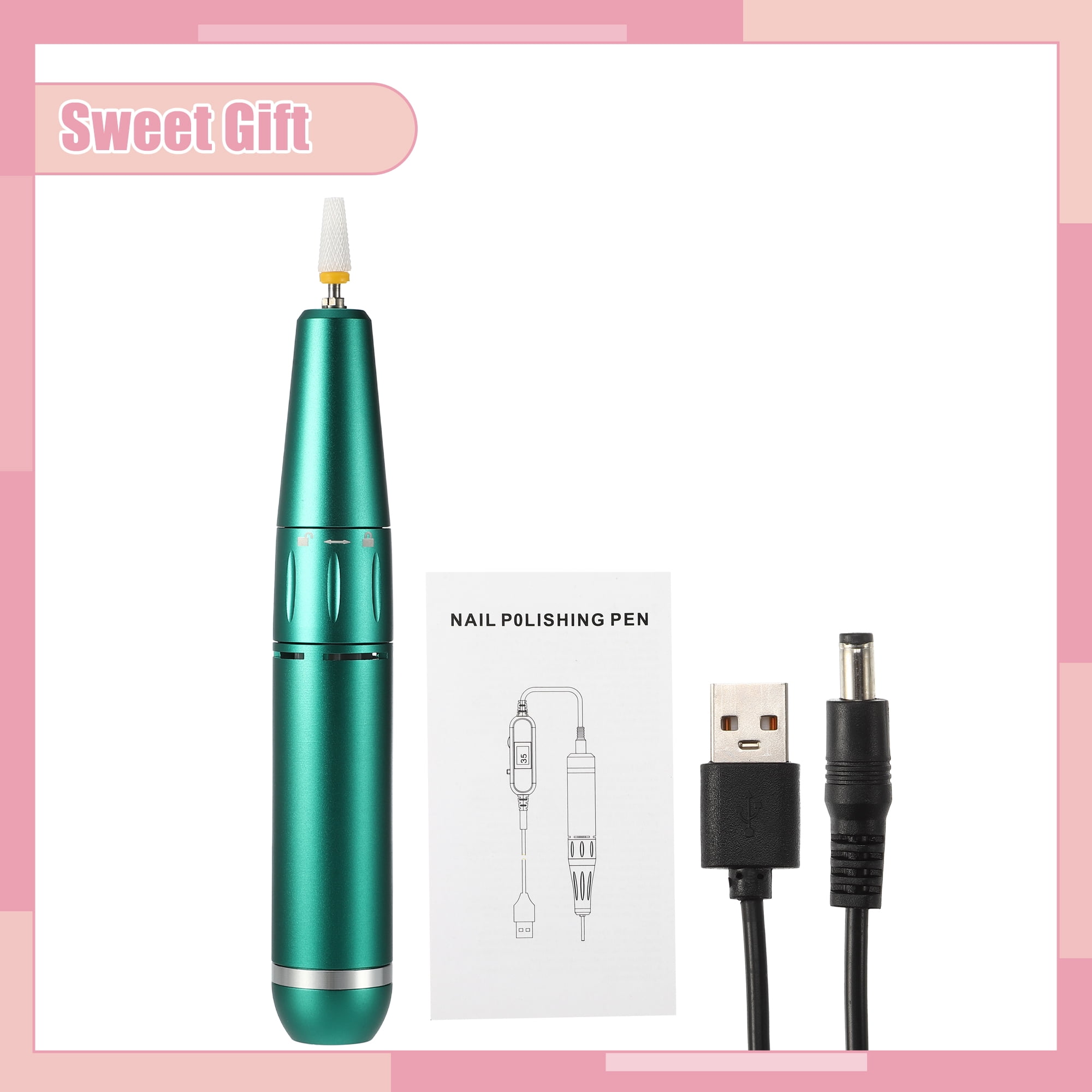 1 Set Electric Nail Drill Kit 30000RPM Nail Drill Machine Digital Display Portable Nail File Drill Green