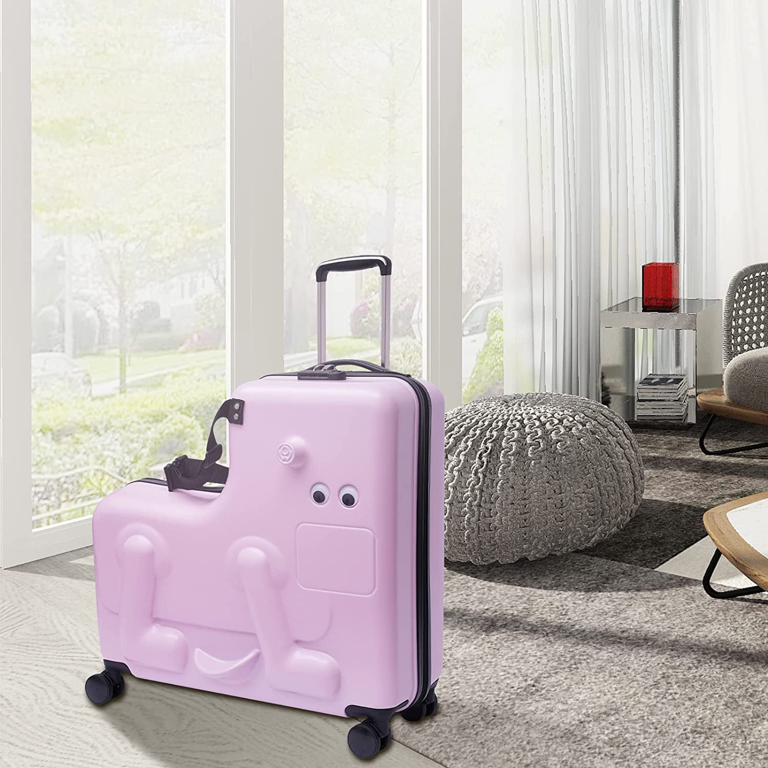 Miumaeov 24" Kid Suitcase Rideon Carry Trolley Luggage with Doublerow