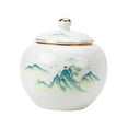 thumbnail image 4 of Porcelain Tea Canister for Loose Tea Storage Container Decorative Ceramic Flower Mountains, 4 of 9