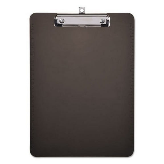Plastic Clipboard with Low Profile Clip, 0.5" Clip Capacity, Holds 8.5 x 11 Sheets, Translucent Black | Bundle of 2 Each