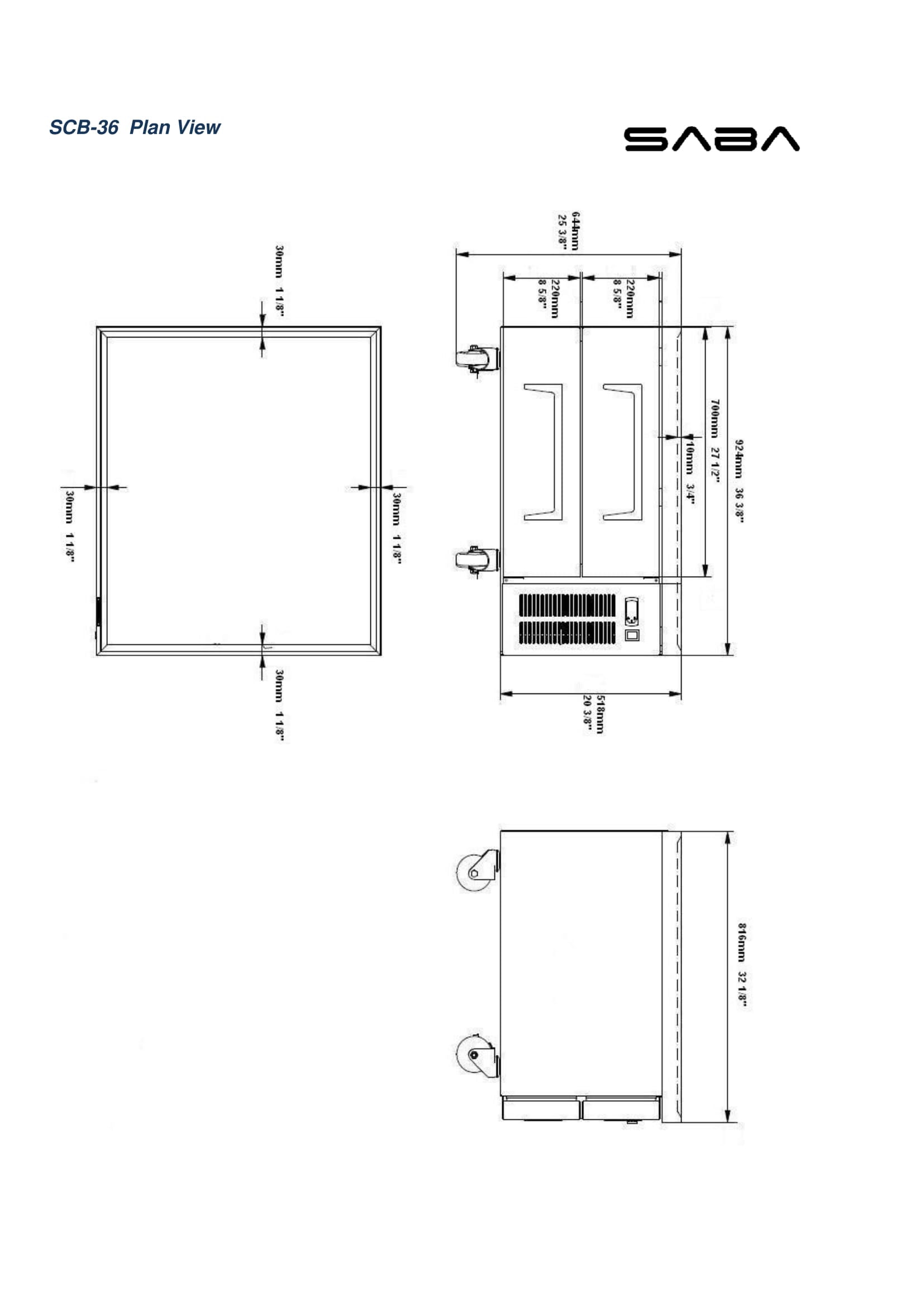 Heavy Duty Commercial 36" Chef Base 2 Drawer Refrigerator