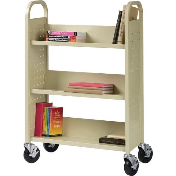 Lorell, LLR49204, Single-sided Book Cart, 1 Each, Putty