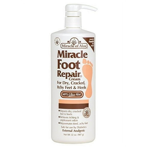Miracle of Aloe, Miracle Foot Repair Cream with 60% UltraAloe 32 ounce bottle with pump