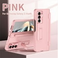 thumbnail image 2 of for Samsung Galaxy Z Fold 5 Case with Magnetic Hinge Protection, Stylus Holder & Stylus, Built-in Screen Protector Adjustable Stand Shockproof Thin PU Leather + Hard PC Folding Cover, Pink, 2 of 11