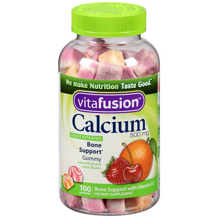 Vitafusion Calcium Gummy Vitamins with Bone Support for Adults, 500mg, 100 Count, 2 (Best Vitamins For Bone Health)
