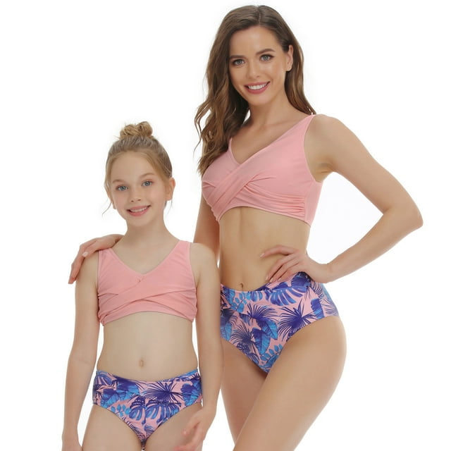 WREESH Mother And Daughter Two Pieces Bikini Family Matching Swimsuit Girls Swimwear