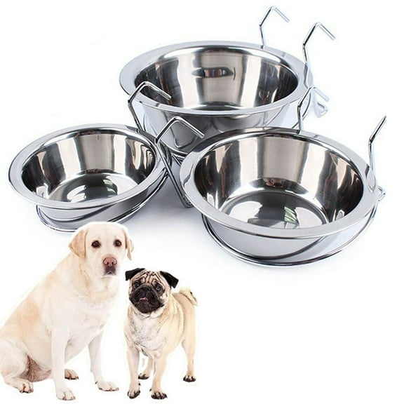UDIYO Hanging Pet Bowl, Stainless-Steel Dog Bowls, Kennel, and Crate Dog Bowls Hanging for Food and Water