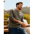 thumbnail image 2 of Olaglory Mens Sweaters Crewneck Waffle Pullover Sweater, Casual Button Textured Knit Henley Sweaters for Men, Khaki Green, 2 of 8
