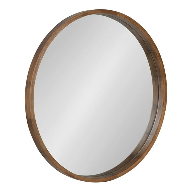 Kate And Laurel Hutton Round Wood, W Home 24 Inch Round Wall Mirror In Natural Wood