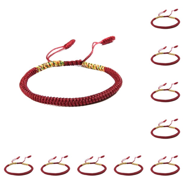 Pulseras de amor budista tibetana ajustable Minnieouse Cuerda hecha a mano Multicolor 10piezas