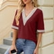 thumbnail image 5 of Fiudx Liquidación de Ahorros de Verano Camisas de Blusas con Cuello En V de Manga Corta de Color Sólido Casual de Moda para Mujer, 5 of 7
