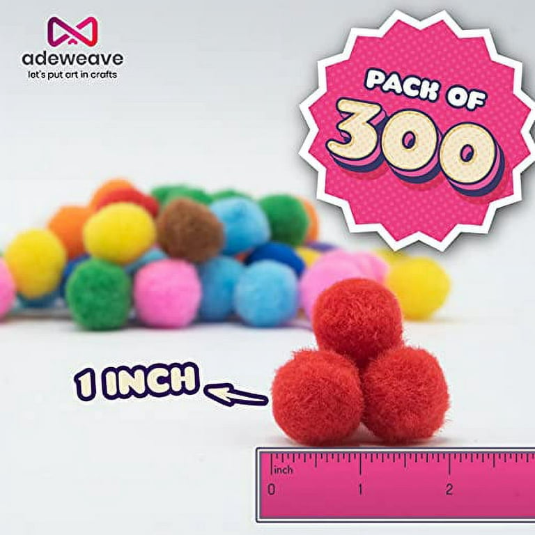 Buy Zelssi Pom Poms - [Pack of 1] 300 1 inch Pom Pom Balls + 100 Googly  Eyes - Vibrant Assorted Pompoms for Crafts, Multi Colored Poms for DIY &  Arts and