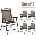 thumbnail image 2 of Costway Set of 4 Patio Folding Chairs Sling Portable Dining Chair Set w/ Armrest, 2 of 12