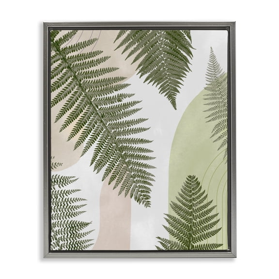 Stupell Industries Modern Woodland Nature Fern Leaves Gray Floating Frame Canvas Art, 17 x 21, by Ziwei Li