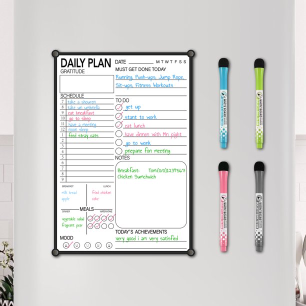 Daily Planner Board for Fridge/Wall/Glass,12×8” Organizer with