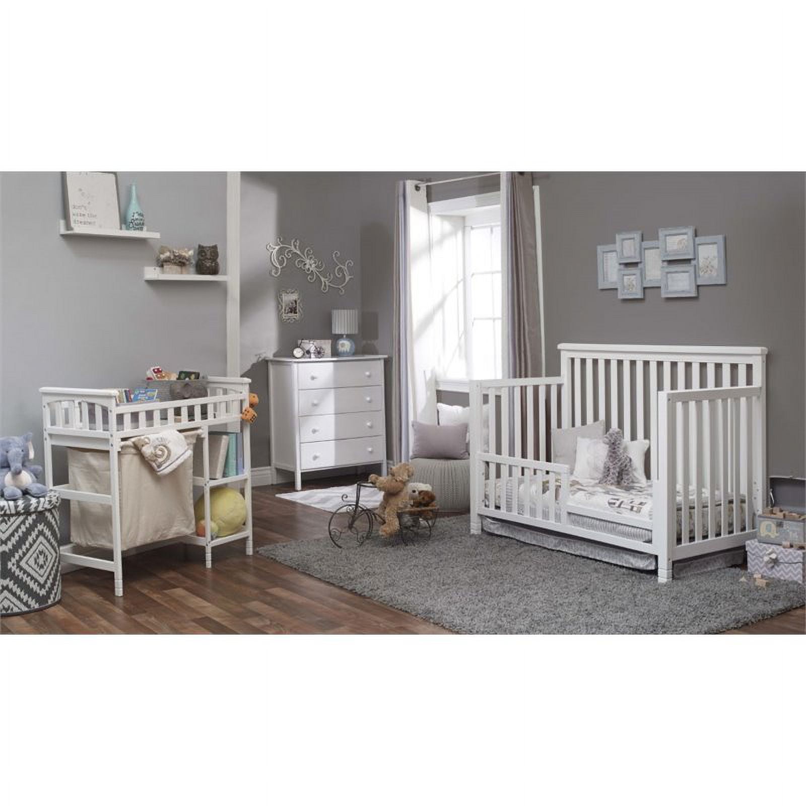 Sorelle Palisades Room In a Box, White | Crib, Dresser, and Hamper