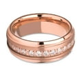 thumbnail image 2 of Rose Gold Wedding Ring,White CZ Wedding Ring,Engagement Ring,8mm Tungsten Ring,Comfort Fit Ring, 2 of 4