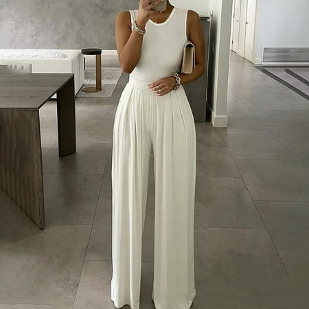 

Women s Summer Jumpsuits Casual Sleeveless Jumpsuit Drawstring Elasitic Waist Romper Pajama