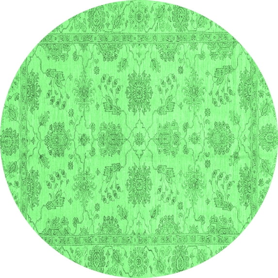 Ahgly Company Indoor Round Oriental Emerald Green Traditional Area Rugs, 3' Round