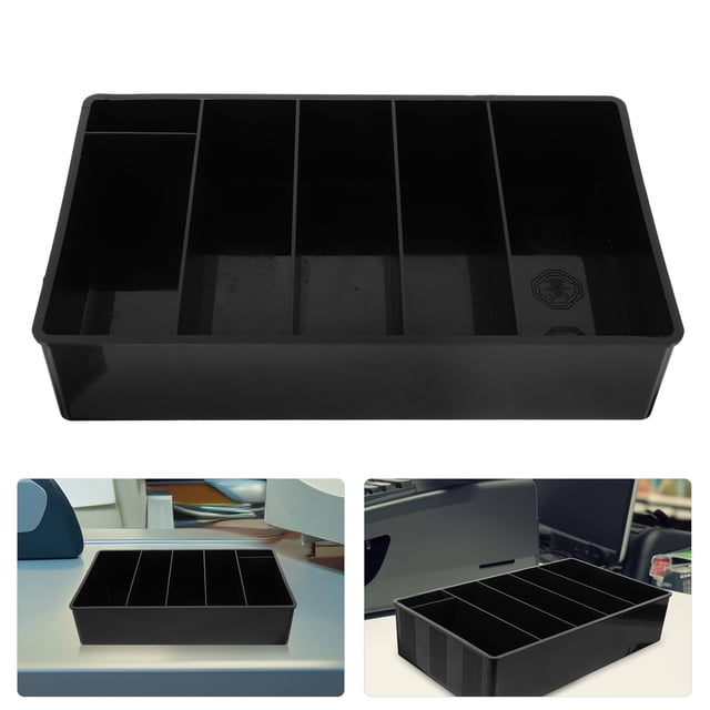 DEEPCRAFF Multi-Compartment Cash Box Organizer for Supermarkets Bakery and Retail Use Black