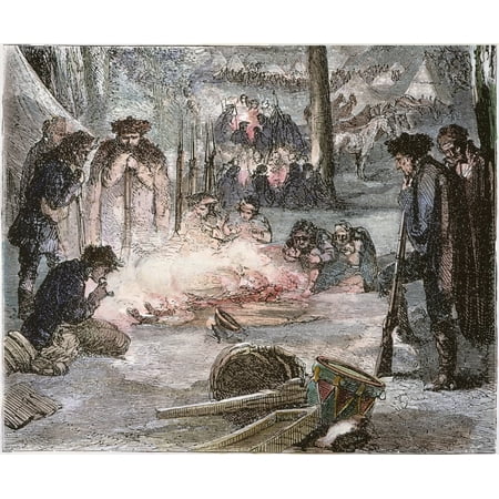 Valley Forge Winter 1777 Ncold And Weary Soldiers Of The Continental Army Warming Themselves Around An Open Fire At Valley Forge Pennsylvania During The Winter Of 1777-78 American Engraving 19Th Centu